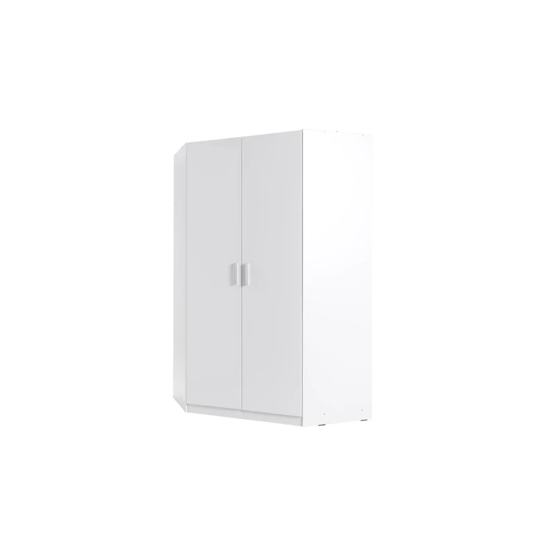Sarokgardrób 117 cm FUNZA 5 - alpesi fehér / fényes fehér