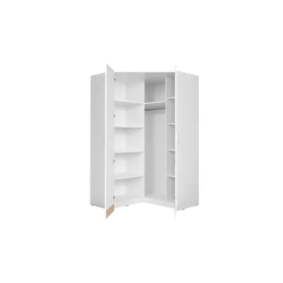 Sarokgardrób 117 cm FUNZA 5 - alpesi fehér / fényes fehér