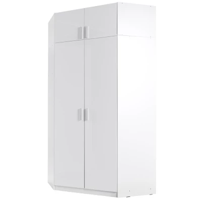 Sarokgardrób bővítmény 117 cm FUNZA 5 - alpesi fehér / fényes fehér