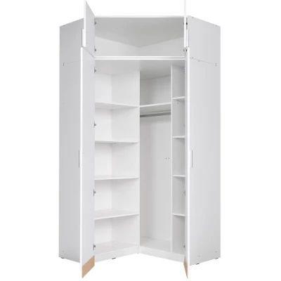 Sarokgardrób bővítmény 117 cm FUNZA 5 - alpesi fehér / fényes fehér