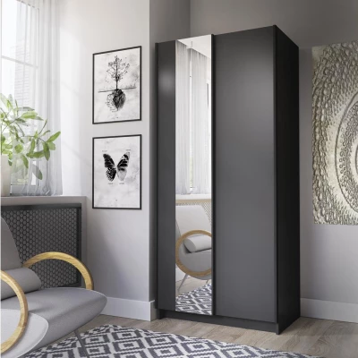 Keskeny, tükrös gardrób 80 cm CARTAGO - fekete