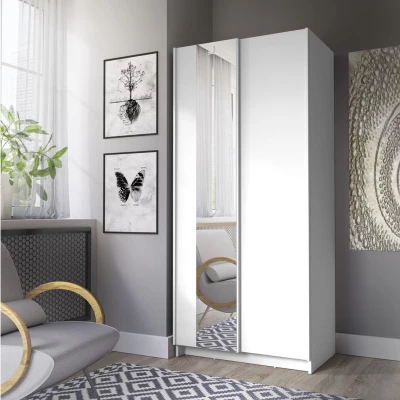 Keskeny, tükrös gardrób 80 cm CARTAGO - fehér
