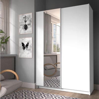Keskeny, tükrös gardróbszekrény 120 cm CARTAGO - fehér