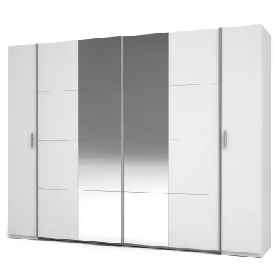 Tükrös gardrób 270 cm GIRADOT - fehér / ezüst fogantyúk