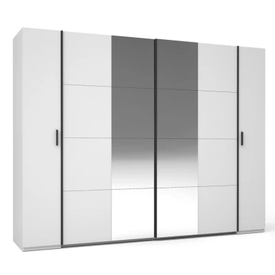 Tükrös gardrób 270 cm GIRADOT - fehér / fekete fogantyúk