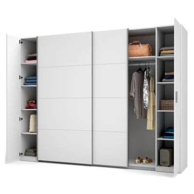 Nagy gardrób 270 cm GIRADOT - fehér / ezüst fogantyúk