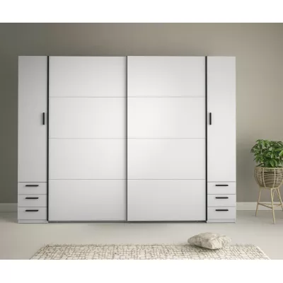 Nagy gardrób 270 cm fiókokkal GIRADOT - fehér / fekete fogantyúk