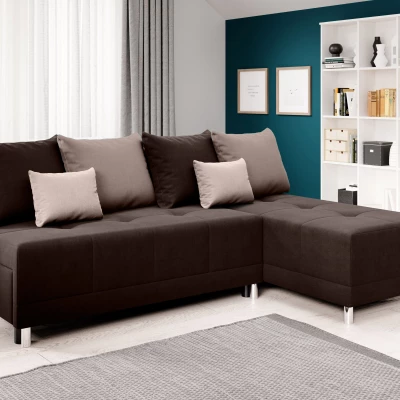 LAVINIA sarokkanapéágy - barna / világosbarna / bézs