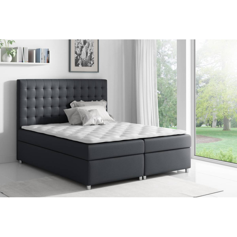 Evio kontinentális ágy, fekete, 200 + ingyenes topper