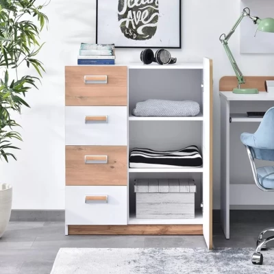 Kombinált fiókos komód CEDAR - nash tölgy / fehér