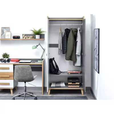 DOBSON gardrób 90 cm - riviéra tölgy / fehér / antracit