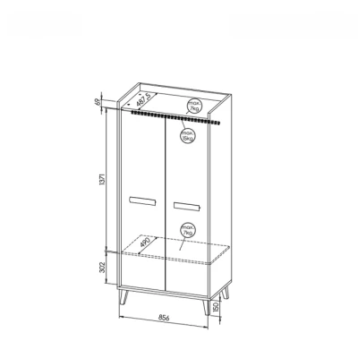 DOBSON gardrób 90 cm - riviéra tölgy / fehér / antracit