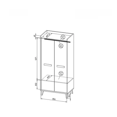 DOBSON gardrób 90 cm - riviéra tölgy / fehér / antracit