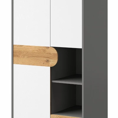 EDENTON gardróbszekrény 80 cm fiókokkal - nash tölgy / grafit / fehér