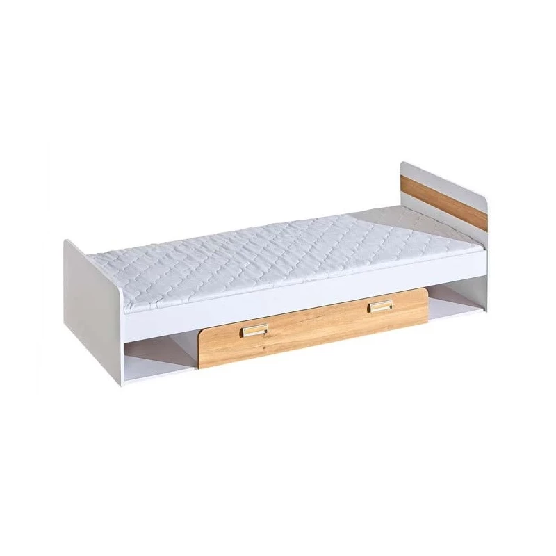 Egyszemélyes ágy 80x195 CEDAR fiókkal - nash tölgy / fehér