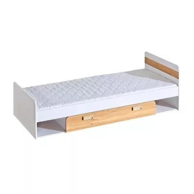 Egyszemélyes ágy 80x195 CEDAR fiókkal - nash tölgy / fehér
