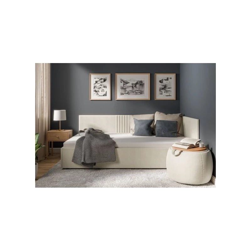 Kárpitozott egyszemélyes ágy 120x200 LEXINGTON - bézs