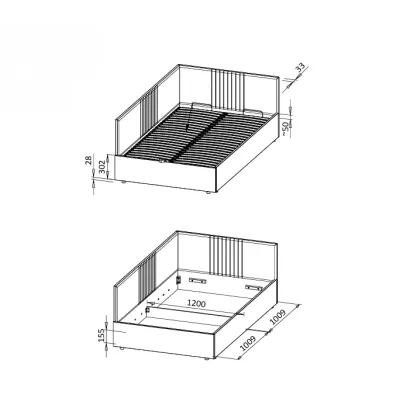 Kárpitozott egyszemélyes ágy 120x200 LEXINGTON - bézs