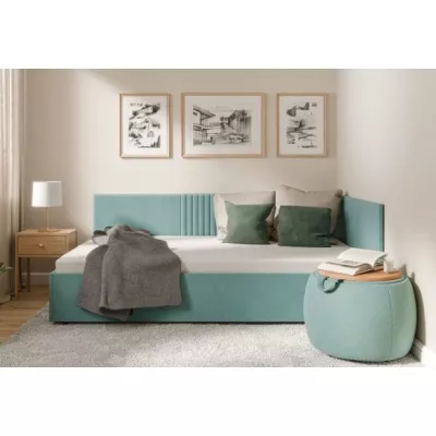 Kárpitozott egyszemélyes ágy 120x200 LEXINGTON - türkiz