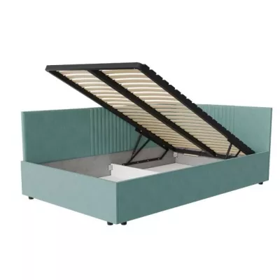 Kárpitozott egyszemélyes ágy 120x200 LEXINGTON - türkiz