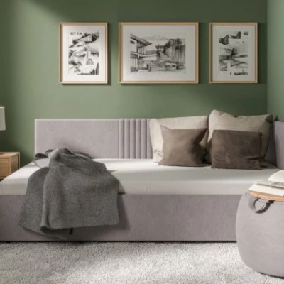 Kárpitozott egyszemélyes ágy 120x200 LEXINGTON - szürke