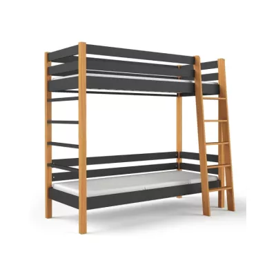 Emeletes ágy gyerekeknek 80x190 CORNA - tölgy / fekete
