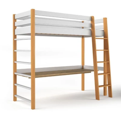Gyerek magasított ágy 80x190 GOLDBORO - tölgy / fehér