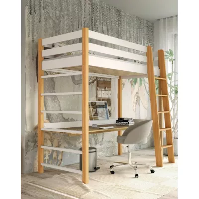 Gyerek magasított ágy 80x190 GOLDBORO - tölgy / fehér