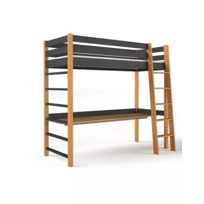 Gyerek magasított ágy 80x190 GOLDBORO - tölgy / fekete