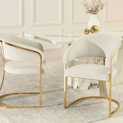PAULINA dizájner étkezőszék - krém / arany