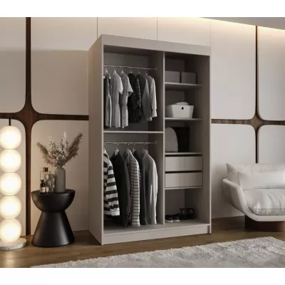 Kétajtós gardróbszekrény 120 cm CASANDRA tükörrel - kasmír