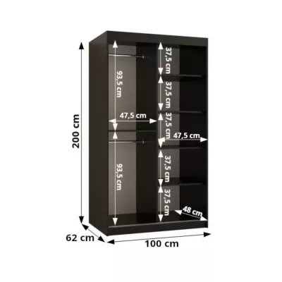 Tükrös gardrób 100 cm CASANDRA - kasmír