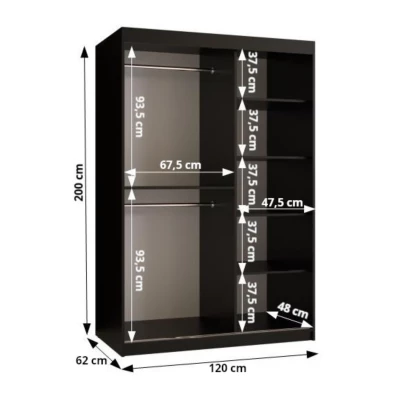 Tükrös gardrób 120 cm CASANDRA - kasmír