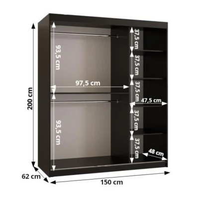 Tükrös gardrób 150 cm CASANDRA - kasmír