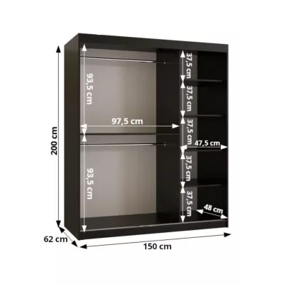 Tükrös gardrób 150 cm CASANDRA - kasmír