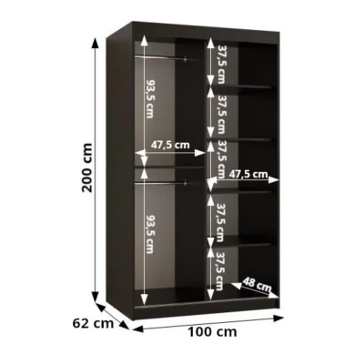 Keskeny gardróbszekrény 100 cm CASANDRA - kasmír / fekete