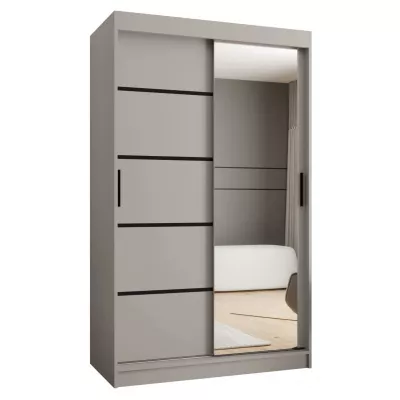 Keskeny gardróbszekrény 120 cm CASANDRA tükörrel - kasmír / fekete