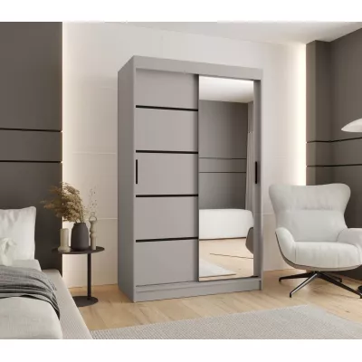 Keskeny gardróbszekrény 120 cm CASANDRA tükörrel - kasmír / fekete