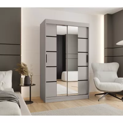 Keskeny gardróbszekrény tolóajtókkal 120 cm CASANDRA - kasmír / fekete