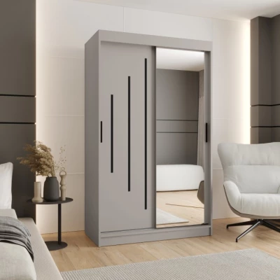 Tükrös gardrób 120 cm CASANDRA - kasmír / fekete