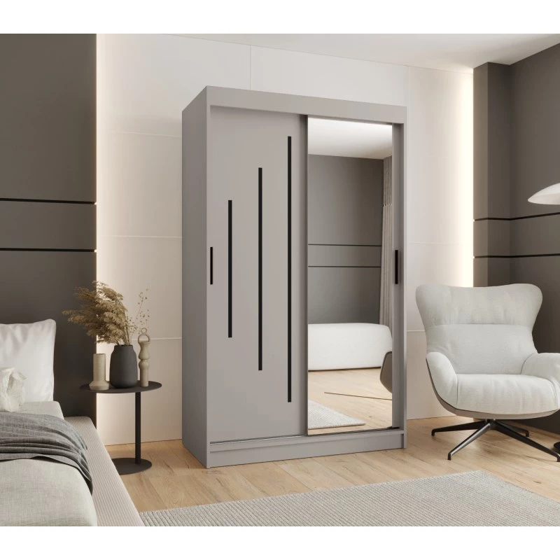 Tükrös gardrób 120 cm CASANDRA - kasmír / fekete
