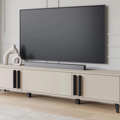 POULSBO széles TV-állvány - kongó / fekete grafit