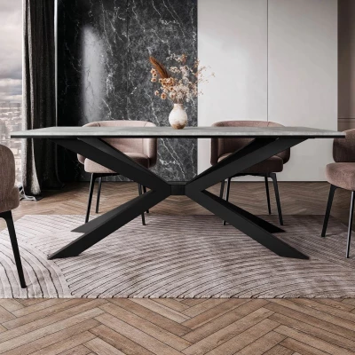 Designer étkezőasztal 190x90 LYNNWOOD - beton / fekete