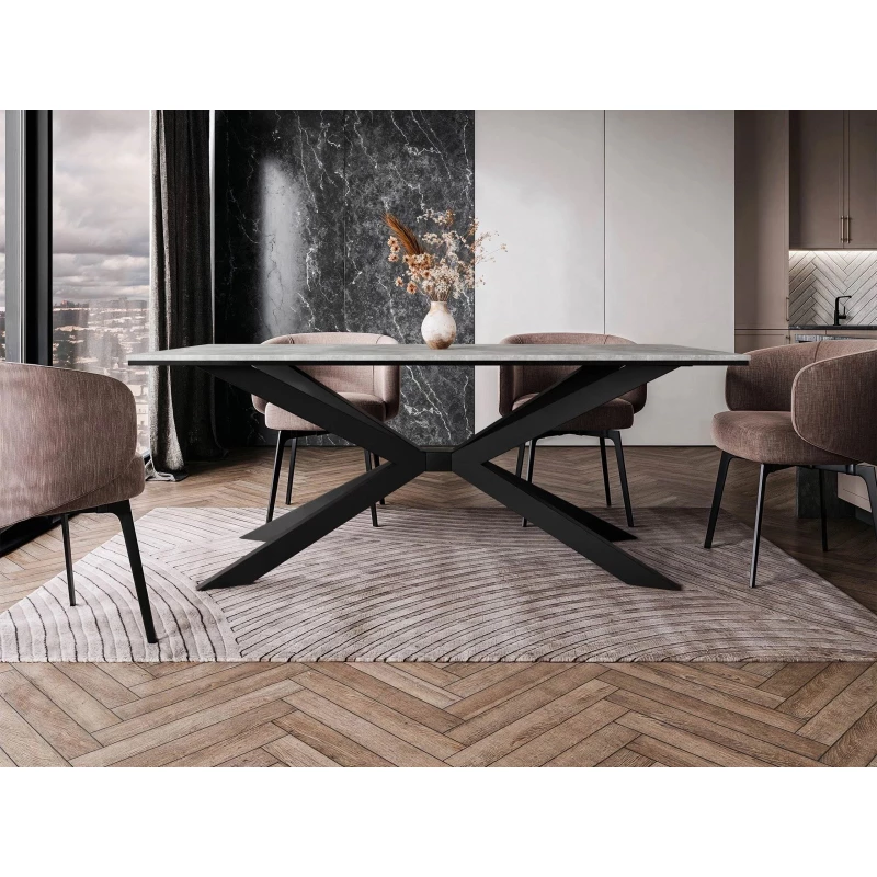 Designer étkezőasztal 190x90 LYNNWOOD - beton / fekete