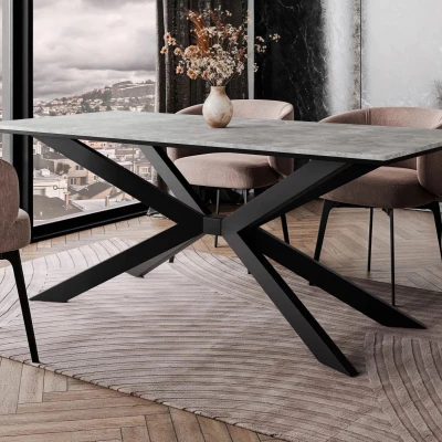 Designer étkezőasztal 190x90 LYNNWOOD - beton / fekete