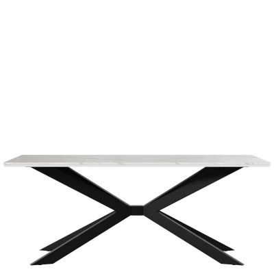 Designer étkezőasztal 190x90 LYNNWOOD - fehér márvány / fényes fehér / fekete