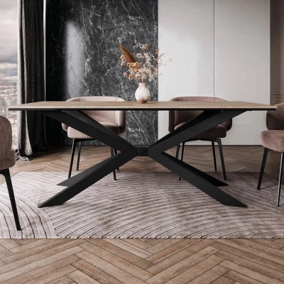 Design étkezőasztal 190x90 LYNNWOOD - wotan tölgy / fekete