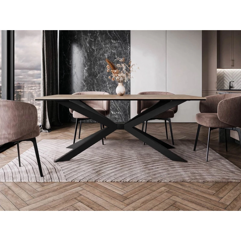 Design étkezőasztal 190x90 LYNNWOOD - wotan tölgy / fekete
