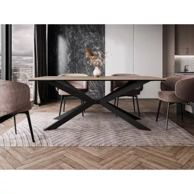 Design étkezőasztal 190x90 LYNNWOOD - wotan tölgy / fekete