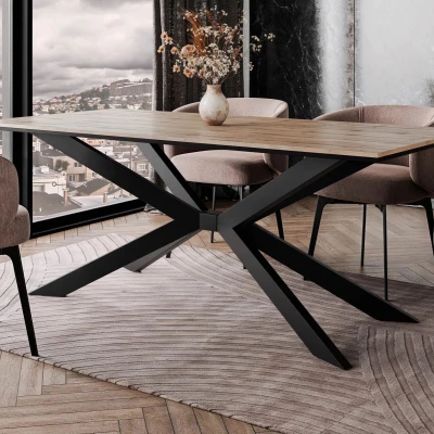 Design étkezőasztal 190x90 LYNNWOOD - wotan tölgy / fekete